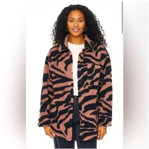 Pistola Lynn Oversized Black/Pink Zebra Print Jacket, Sz Small